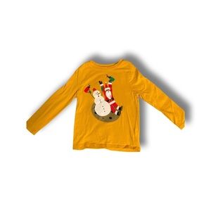 Old Navy Toddler Boy Size 5t Long Sleeve T-Shirt- Santa Snowman cookie sledding